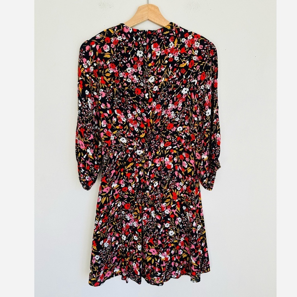 Whistles Floral Meadow Flippy Dress in Black and Pink - Picture 7 of 9